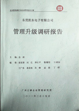 2011年3月15日，正睿咨询专家向凯东决策层陈述调研报告